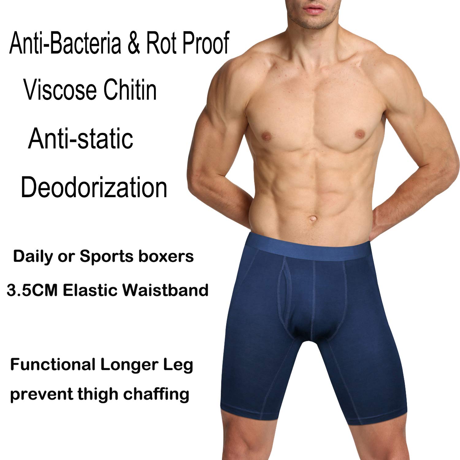 Nuofengkudu Hombre Calzoncillos Largos Deporte Antibacterial Pack de 4