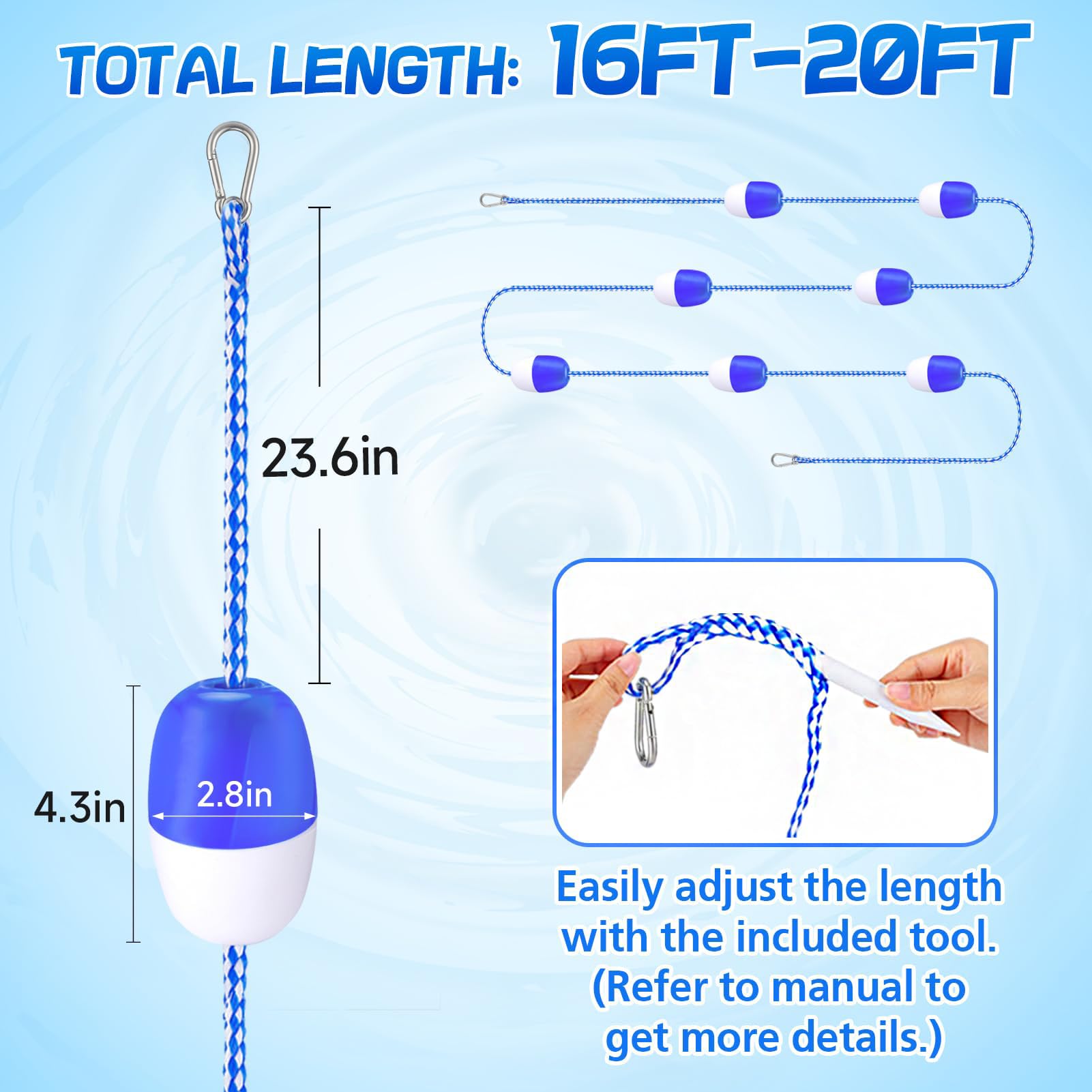 Pool Divider Rope SouiWuzi 20ft Pool Safety Rope With Floating Balls ...