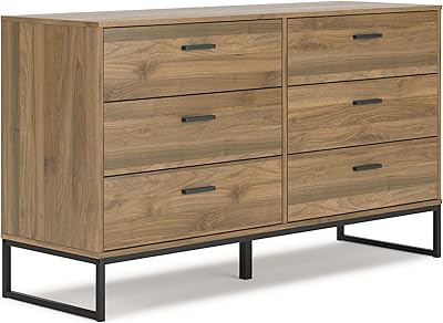 Signature Design by Ashley Deanlow Dresser, 60" W x 19" D x 32" H, Light Brown & Black