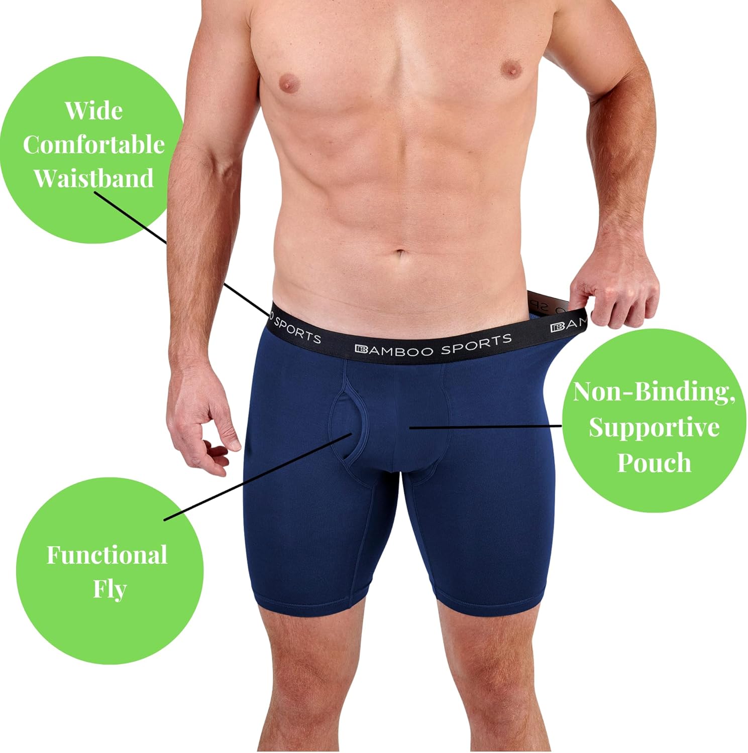 Mens 6 in Boxer Briefs 4 pack, Anti Chafing, Breathable, Non-Binding, Super Soft & Comfortable Moisture Wicking - Image 2