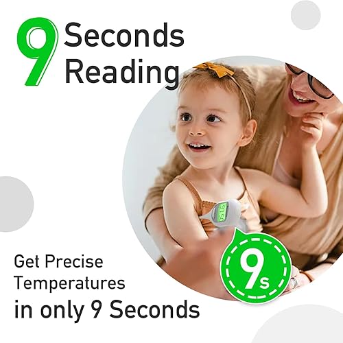 Miniatura 5 de Boncare Termómetro basal digital de 9 segundos, termómetro oral y rectal preciso para adultos y niños, alarma de fiebre, pantalla grande (blanco)