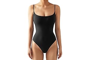 SUUKSESS Women Sexy Square Neck Thong Bodysuit Backless Cami Bodysuit Top Only