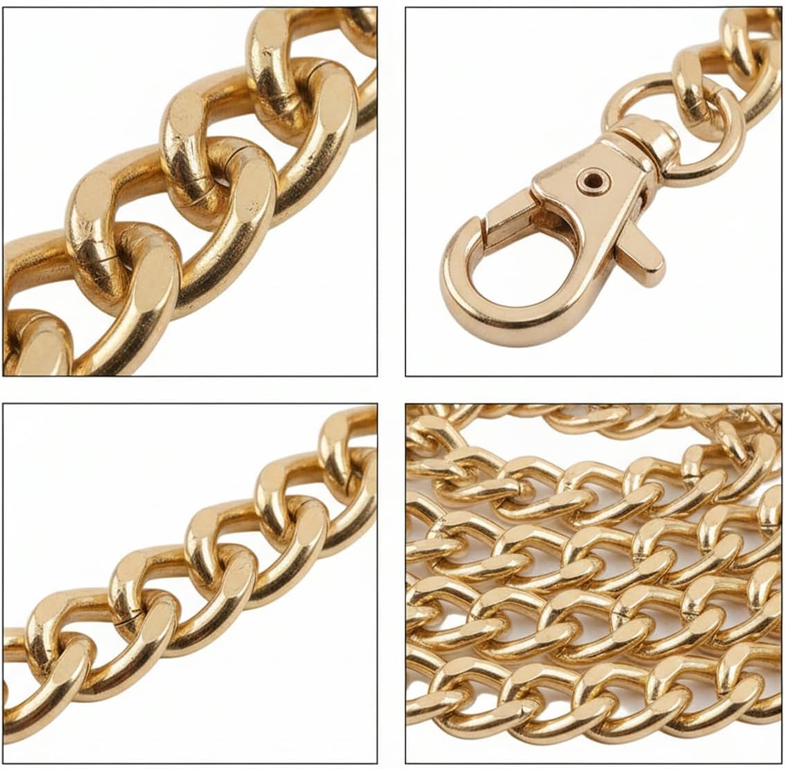 Purse Chains, 10 Pack 15.7 Inch Diy Iron Flat Chains Straps Chain Purse Strap Crossbody Chain Strap