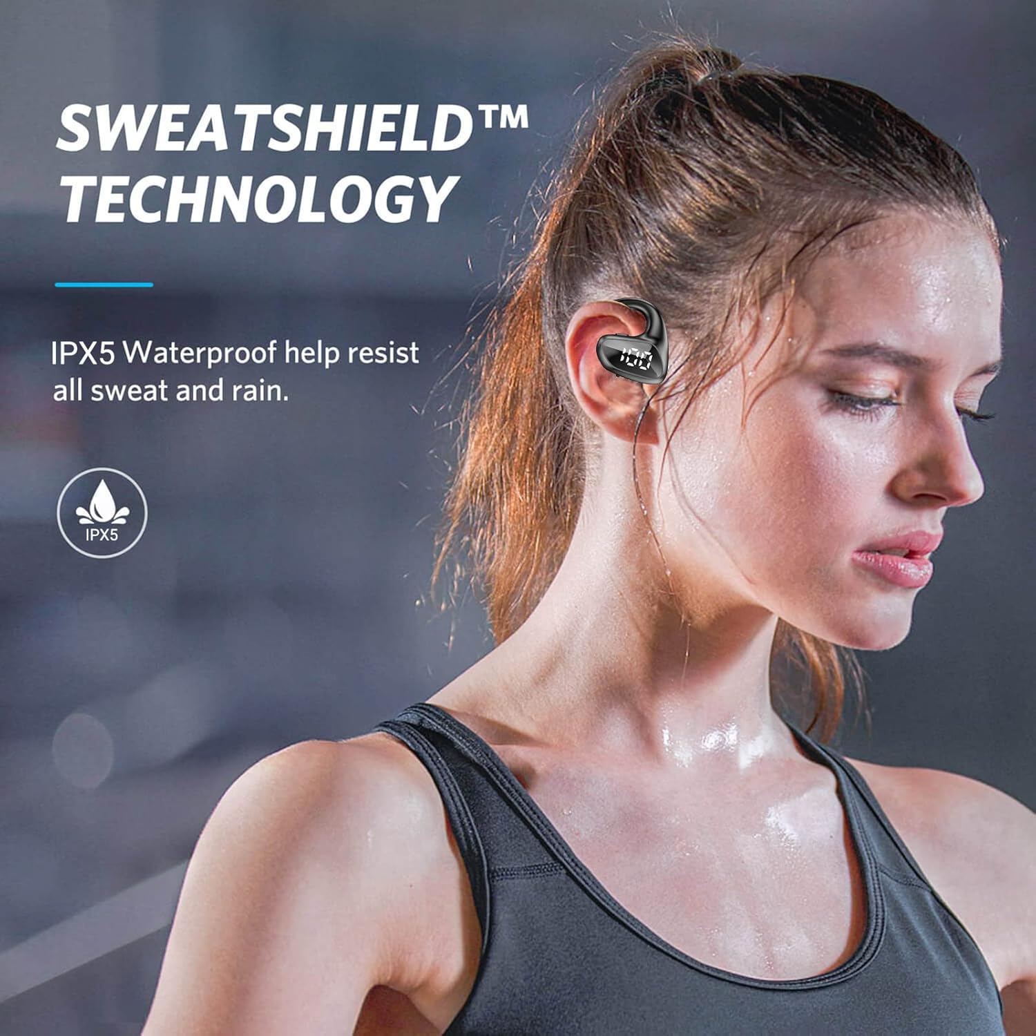 Open Ear Earbud Bluetooth Headset for Cell Phones Noise Cancelling Headphone with Microphone Hand Free Trucker(Single Ear)