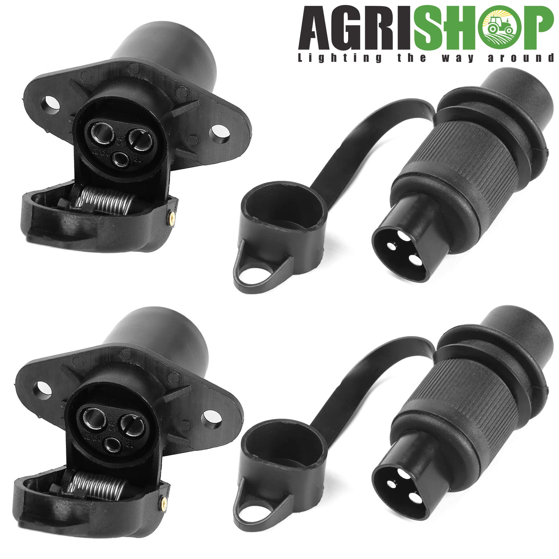 2 Pezzi Spina 3 Poli Trattore e 2 Pezzi Presa 3 Poli Trattore 12v 24v Impermeabile,Spina e Presa 3 Poli per Rimorchio Macchine Agricole,3 Poli Connettori per Camion Carovana Barca RV