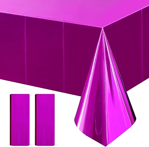 Miniatura 29 de 2 manteles de papel de aluminio color oro rosa de 54 x 72 pulgadas, manteles de plástico desechables impermeables para eventos elegantes, Oro