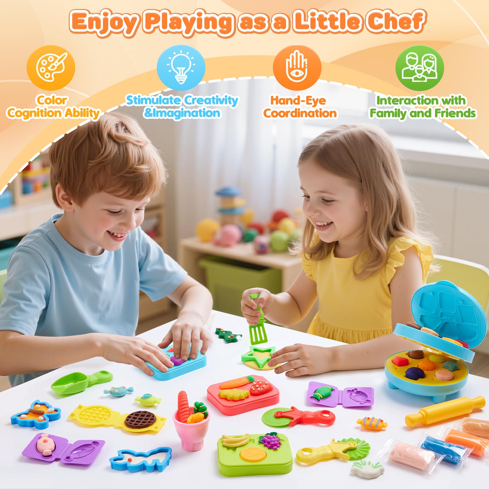 Fuebueo Pâte à Modeler pour Enfants 12 Couleurs Meilleur Cadeau pour Garçons et Filles de 3 à 12 Ans, Bricolage Moulage Arts et Artisanat pour Enfants