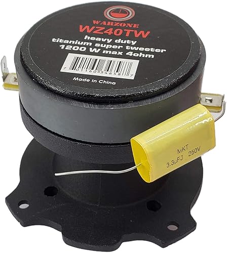 Miniatura 3 de Gravity Warzone Series Heavy Duty Titanium Super Tweeter Altavoz de 4 ohmios con 1200 W Max WZ40TW (1 Tweeter)