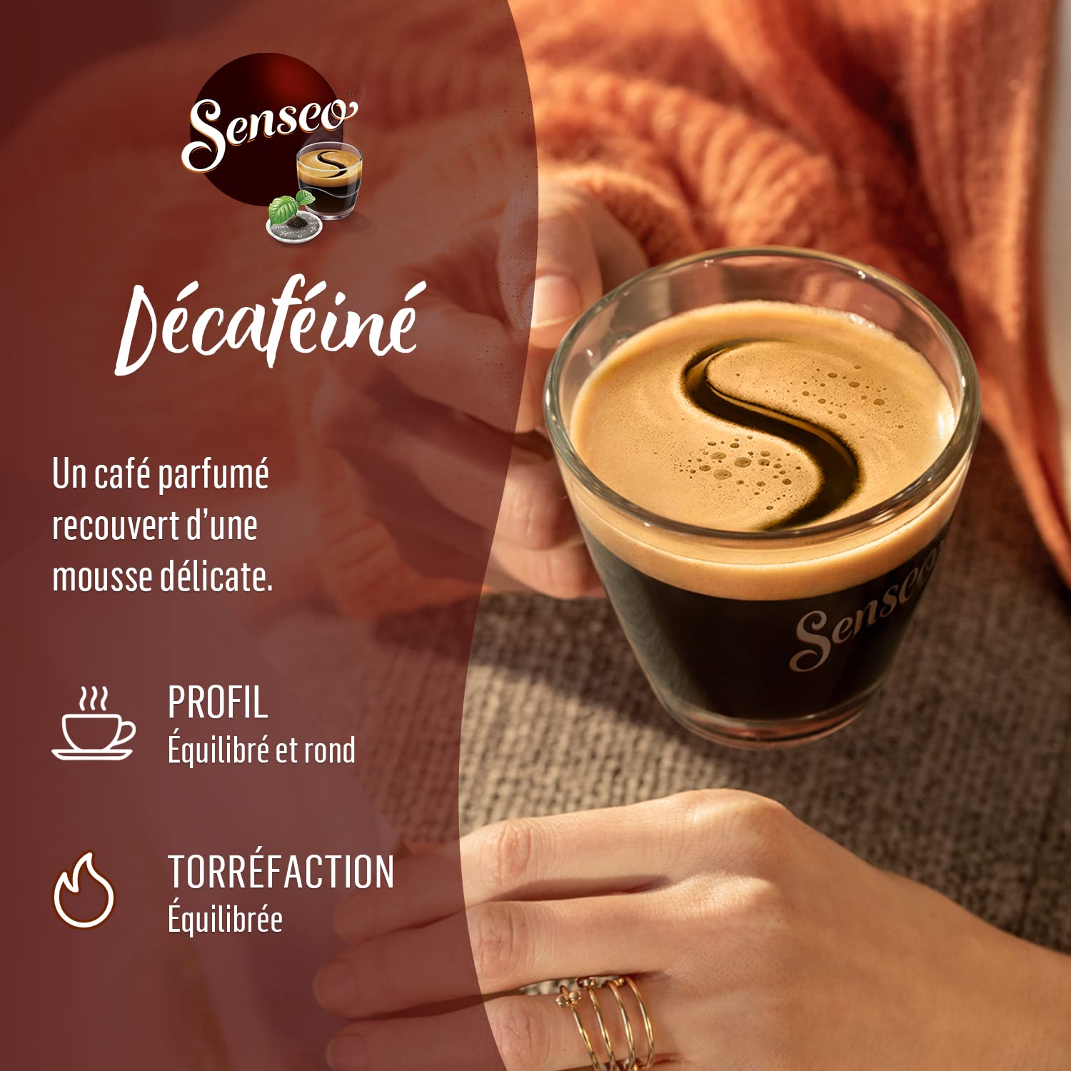 Senseo Café 400 cápsulas descafeinadas (paquete de 10 x 40) | Lote de 10 cápsulas de 40 unidades, equilibradas y redondas