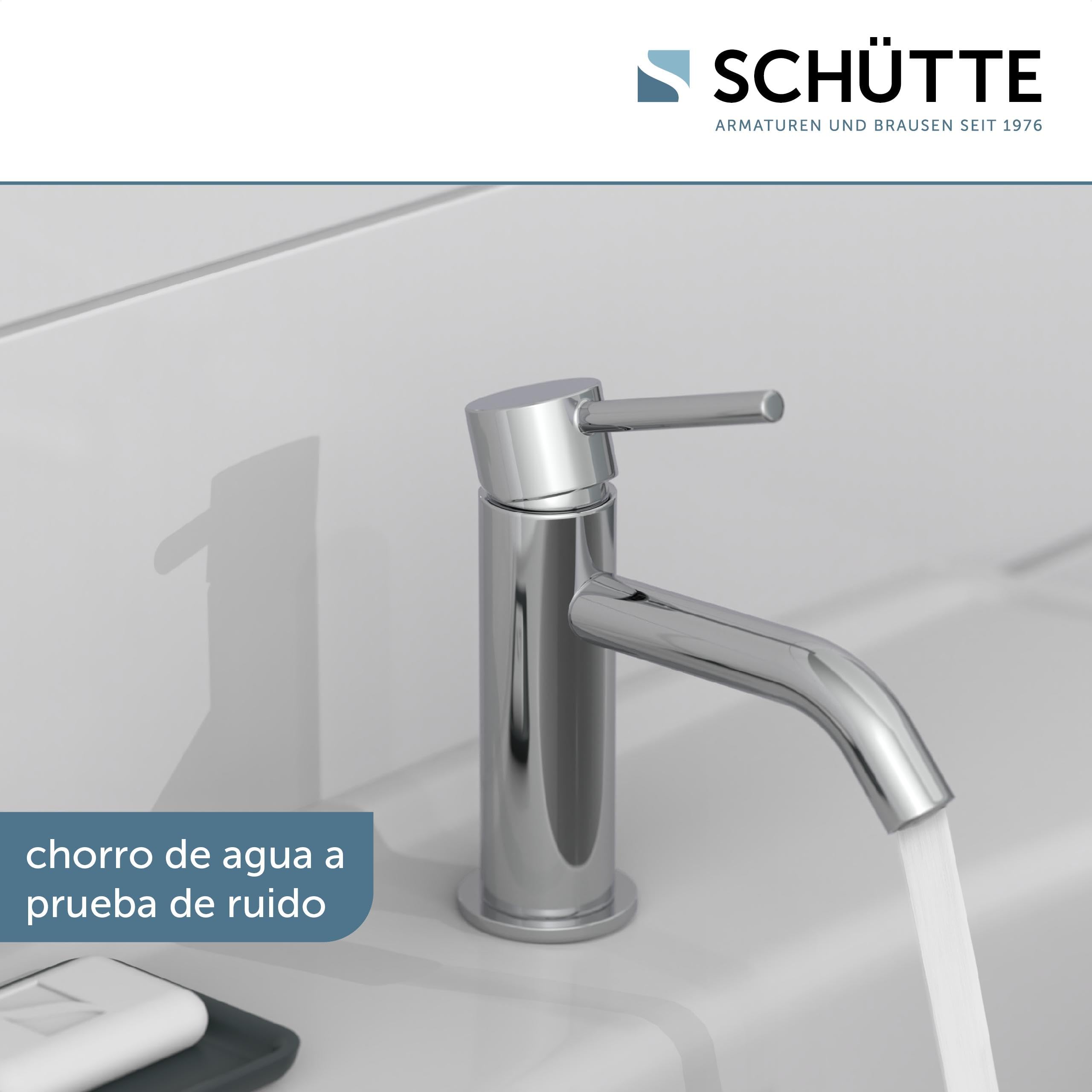 SCHÜTTE Grifo de agua fría ARAGON 37955, grifo baño solo para agua fría, grifo de lavabo en el inodoro de invitados, grifo para lavabo pequeño, válvula de pie, cromo