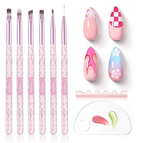 Miniatura 17 de Beetles - Juego de 6 pinceles de gel para arte de uñas, diseño de esmalte de gel, herramientas de pintura con pincel plano, pincel ovalado, pincel