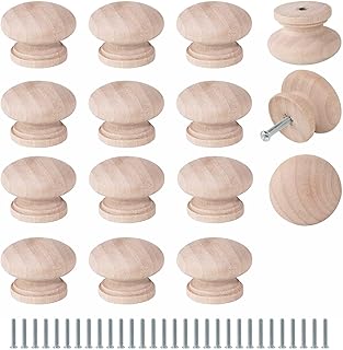 FoDau770 30pcs Unfinished Wood Knobs, Mushroom Shape Cabinet Knobs Vintage Drawer Pulls, Natural Wooden Cabinet Hardware for Furniture Drawer Dresser Wardrobe Cupboard - 1-1/2" Diameter