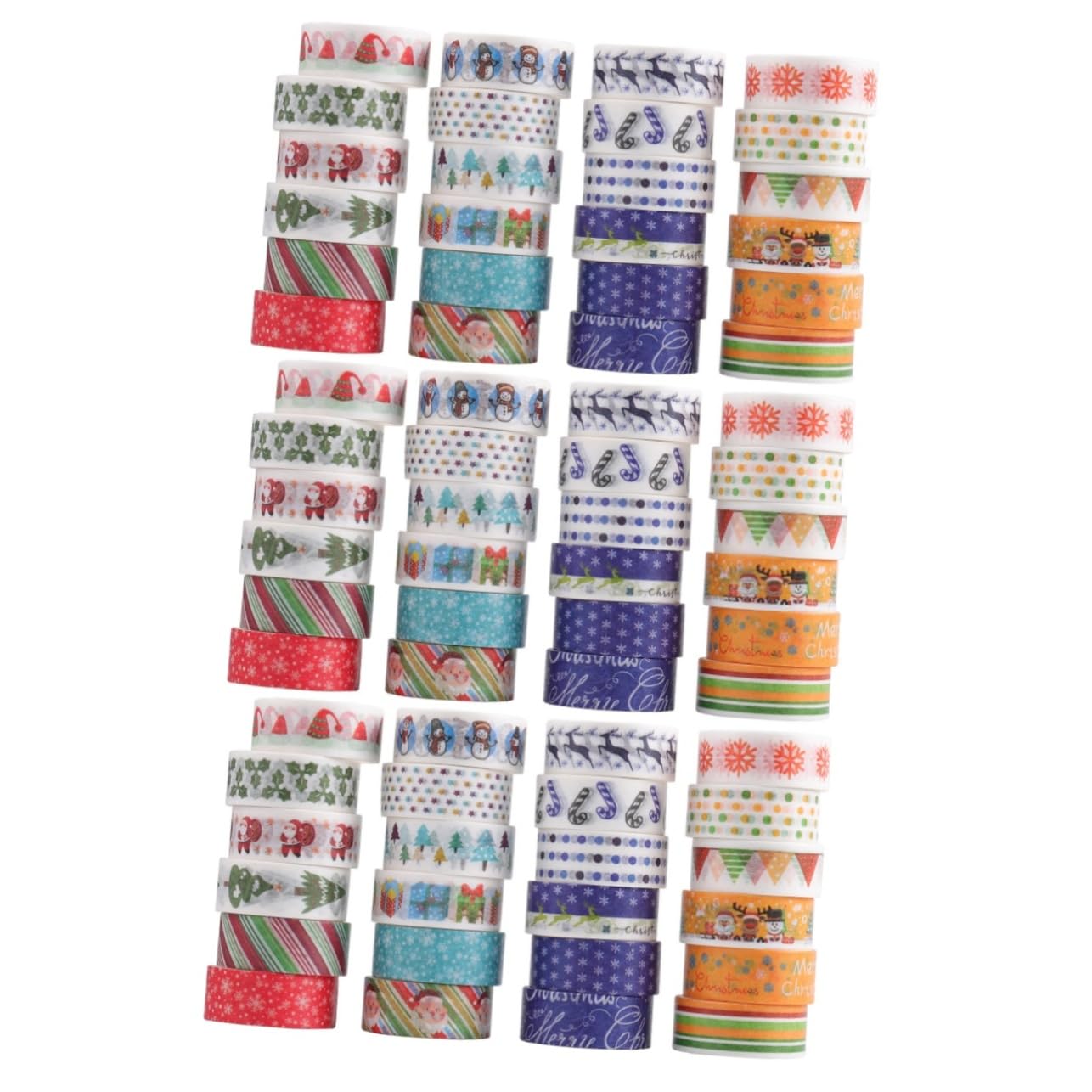 EXCEART 72rollos Cintas Adhesivas Washi De Navidad para Decoración De Scrapbooking y Manualidades Diseño Temático Festivo para Planificadores y Embalaje De