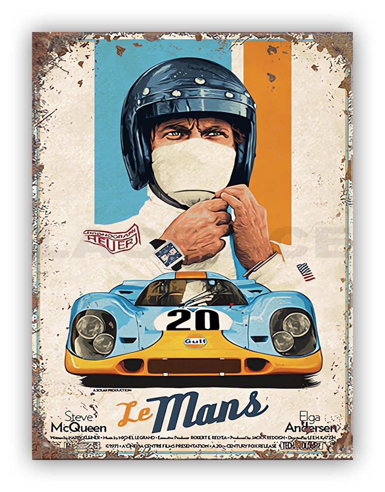 Le Mans - Steve Mcqueen Movie - Wall Plaque Decor Outdoor Indoor Panel Vintage Retro Metal Tin Sign in 3 Sizes or Fridge Magnet (A5)