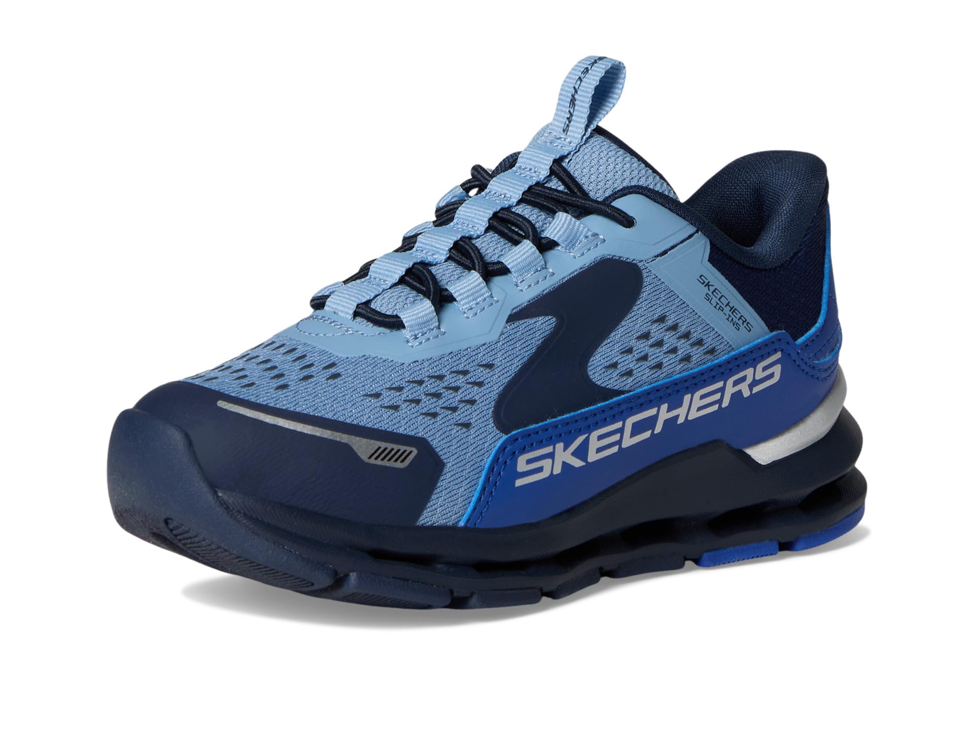 Skechers Jungen Glide-Step Plus Vista-Lane Trainer, Blue Synthetic/Textile/Navy & Silver Trim, 36.5 EU – Ansicht 2