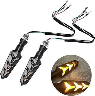 2 PCS Motorcycle Indicators Flowing Turn Signal Lights, Motorbike Sequential LED Running Light Tail Lights, Turn Signals for Motor E-Bike Off Road, Motorcycle Accessories (Yellow)