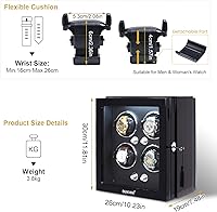 Vista 2 de DUKWIN Enrollador de relojes, bobinadoras de reloj para relojes automáticos con pantalla táctil LCD, caja de reloj automática con control remoto