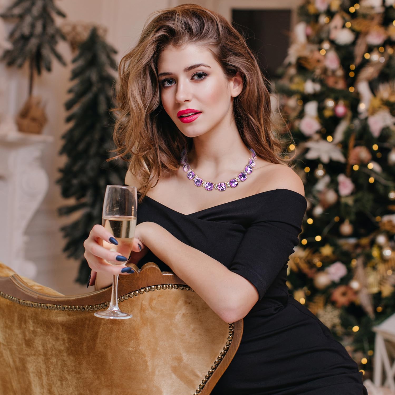 Crystal Statement Necklace Glass Crystal Collar Choker Necklace for Women Bridal Necklace Costume Jewelry Necklaces for Women