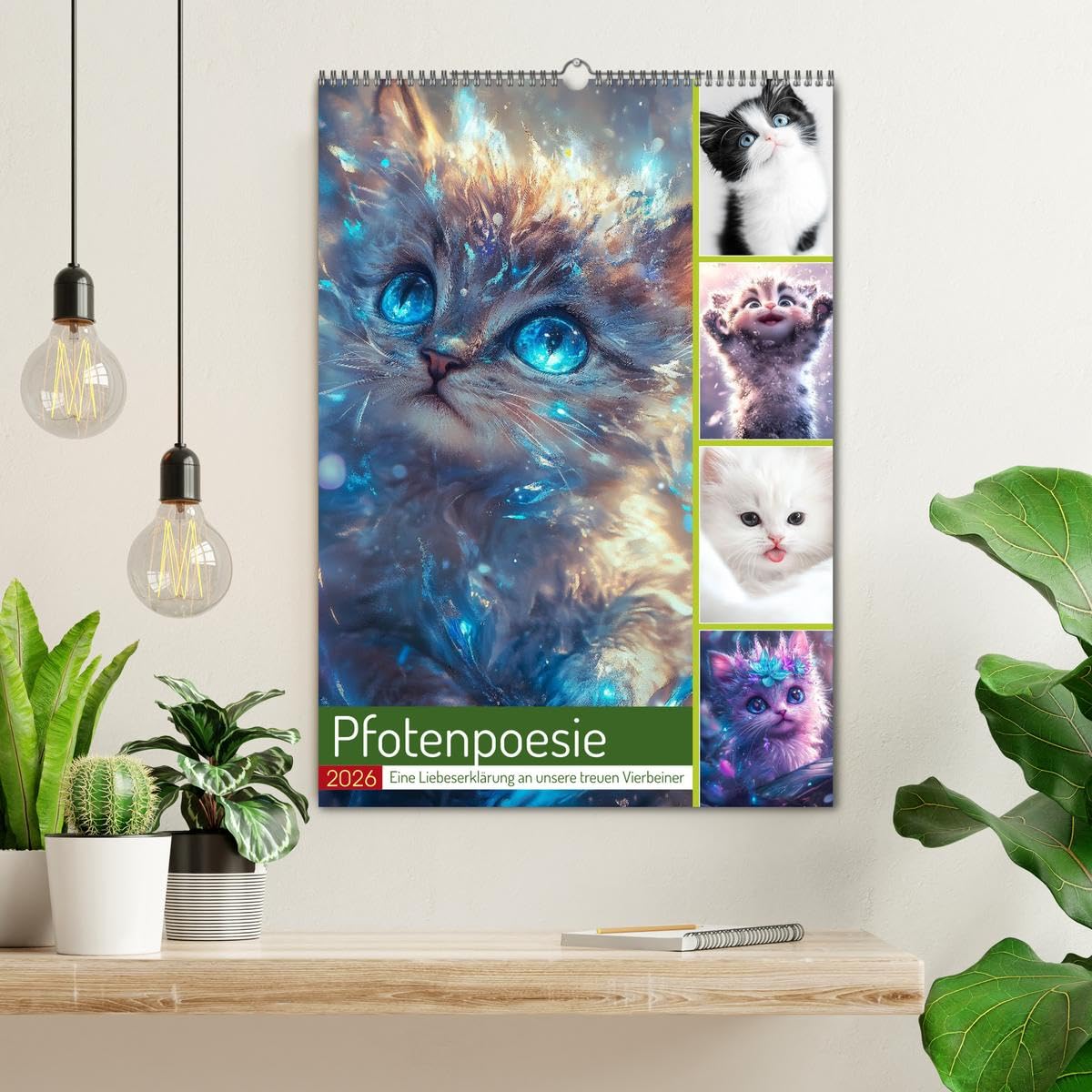 Pfotenpoesie (Wandkalender 2026 DIN A2 hoch), CALVENDO Monatskalender: Treue Katzen sind flauschige Seelengefährten mit sanften Pfoten und großen Herzen. (CALVENDO Tiere)