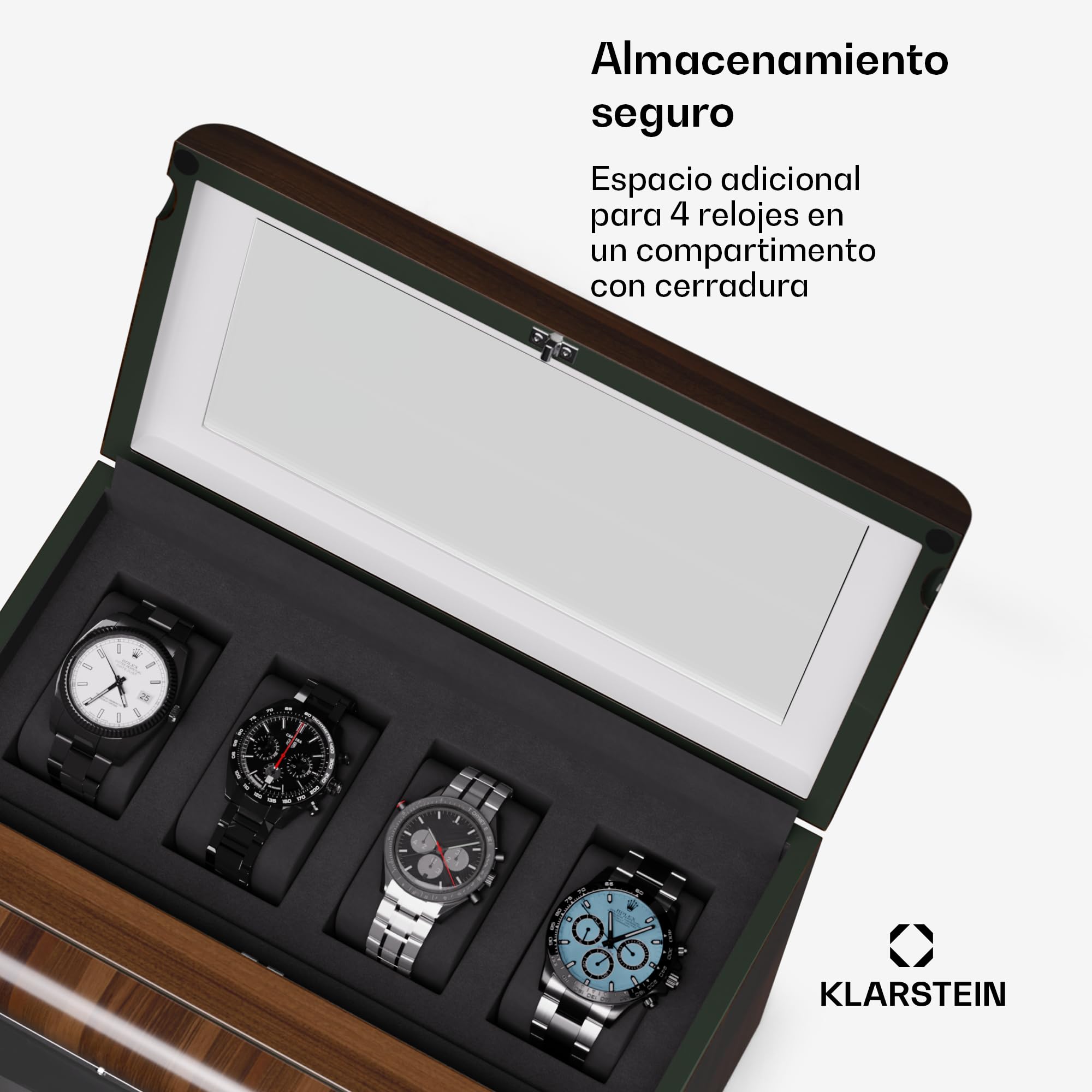 KLARSTEIN Caja para 6 Relojes, Vitrina Acrílico, Joyeros, 5 TPD, Caja Relojes Acrílico, Expositor para Dar Cuerda Reloj, Relojero Organizador para Relojes Grandes, Organizadores