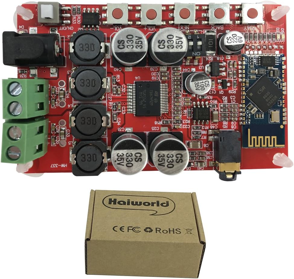 TDA7492P Bluetooth 4.0 Audio Receiver Amplifier Board, Haiworld 2 x 50 Watt Dual Channel Wireless Digital Hifi Module