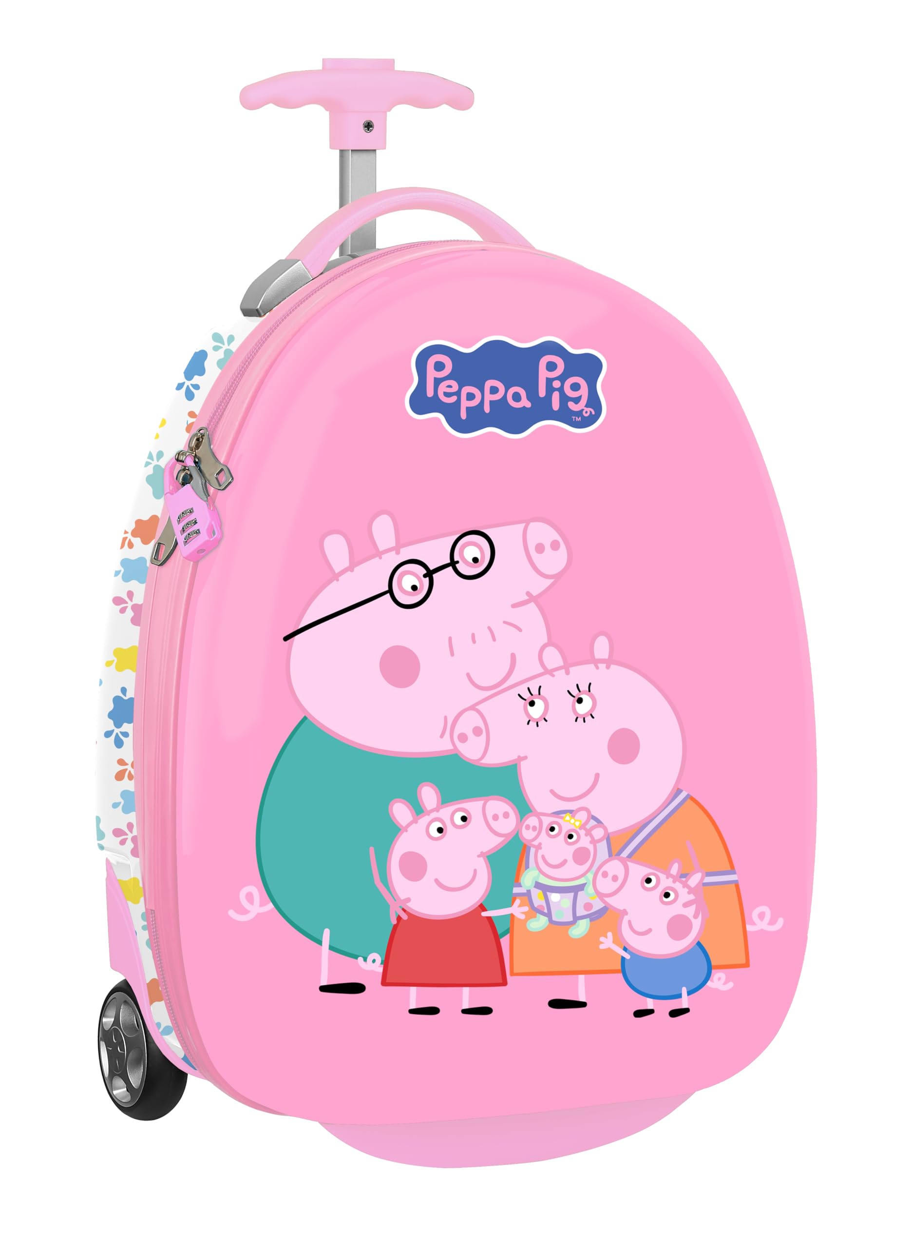 PEPPA PIG BABY PIG - Trolley da cabina 16 pollici, valigia con ruote, lucchetto di sicurezza, valigia leggera, 28 x 23 x 43 cm
