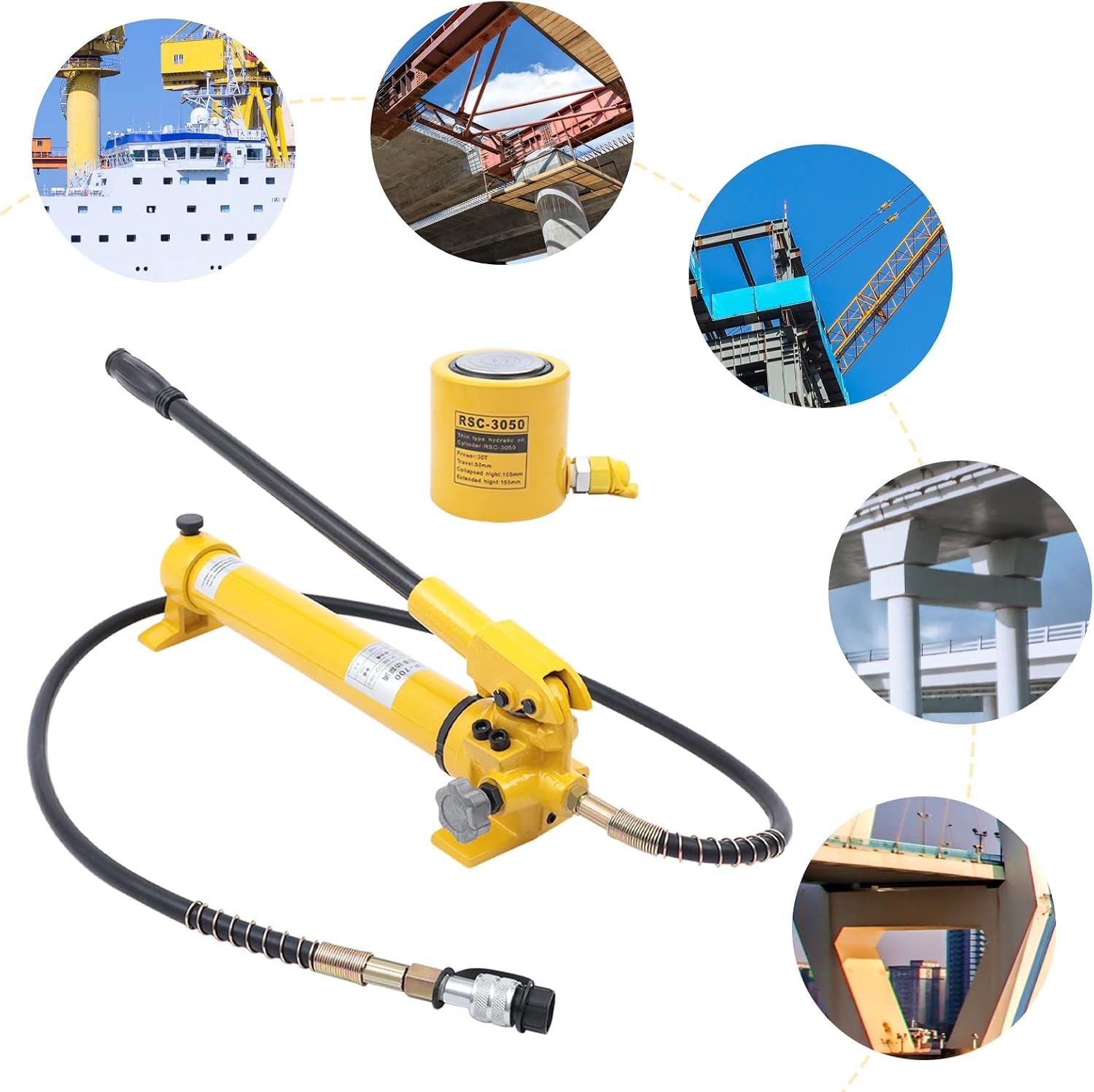 Cric Idraulico Da 30 Tonnellate, Pompa Manuale Cp-700 Con Pressione Di 70 Mpa, Cilindro Di Sollevamento In Acciaio Con Corsa Di 50 Mm Per Riparazione Veicoli, Installazione Meccanica E