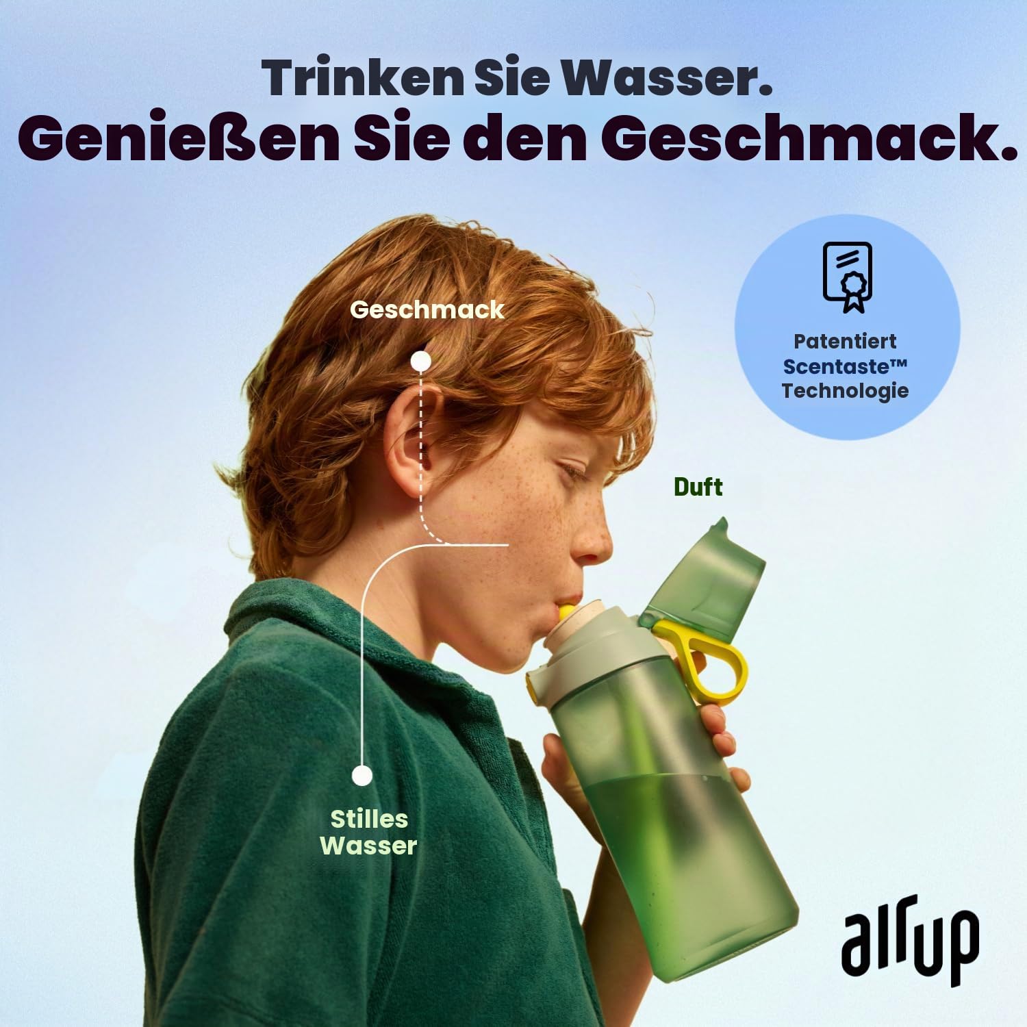 Air up® Wasserflasche (620ml) Click Original Starter-Set mit Kapseln in 5 Geschmacksrichtungen | zuckerfreie Aromatisierung | spülmaschinenfest, BPA-frei (Delfin Blau)