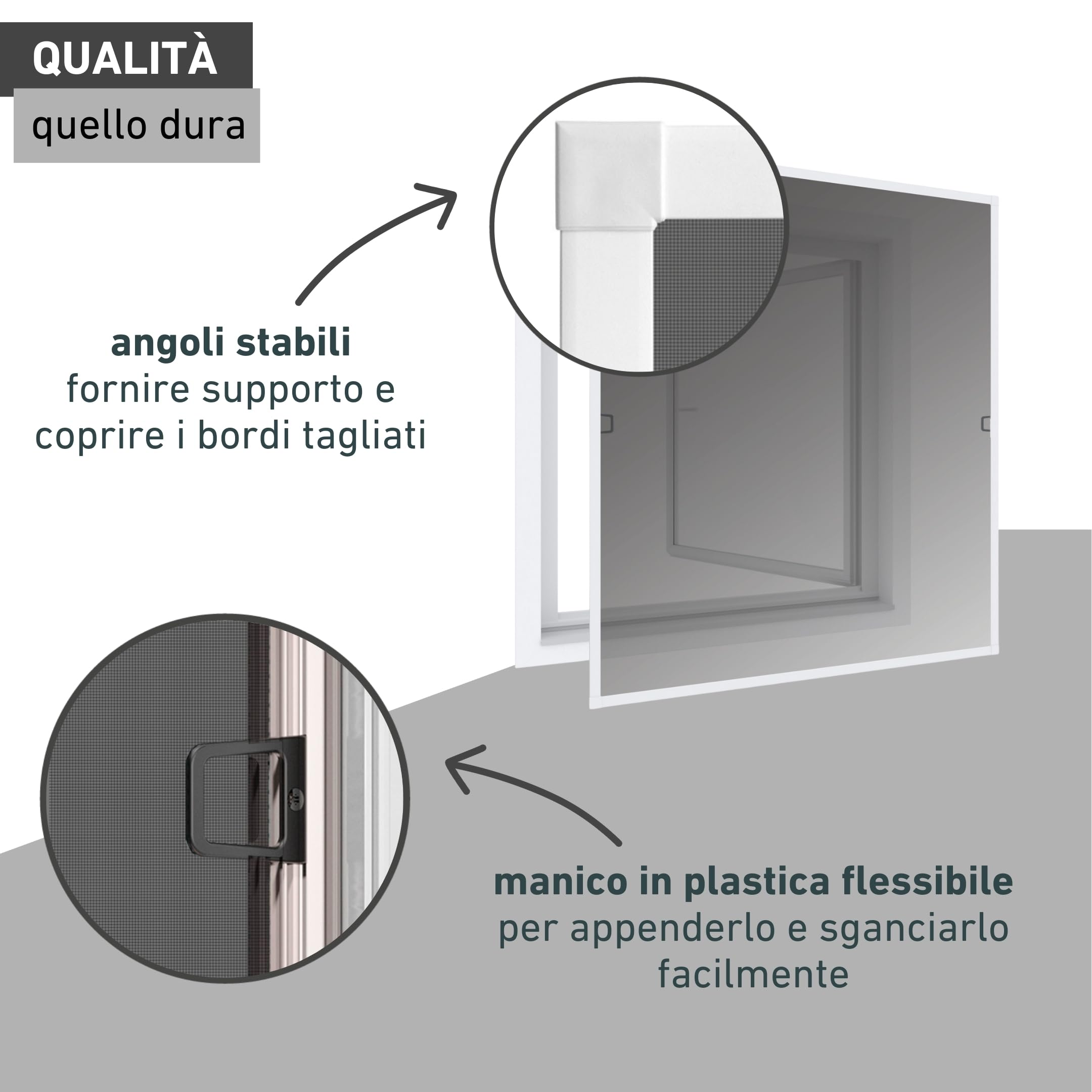Windhager Zanzariera e Protezione Solare per Finestra, con Telaio in Alluminio, 140 x 150 cm, Colore Bianco, 03286