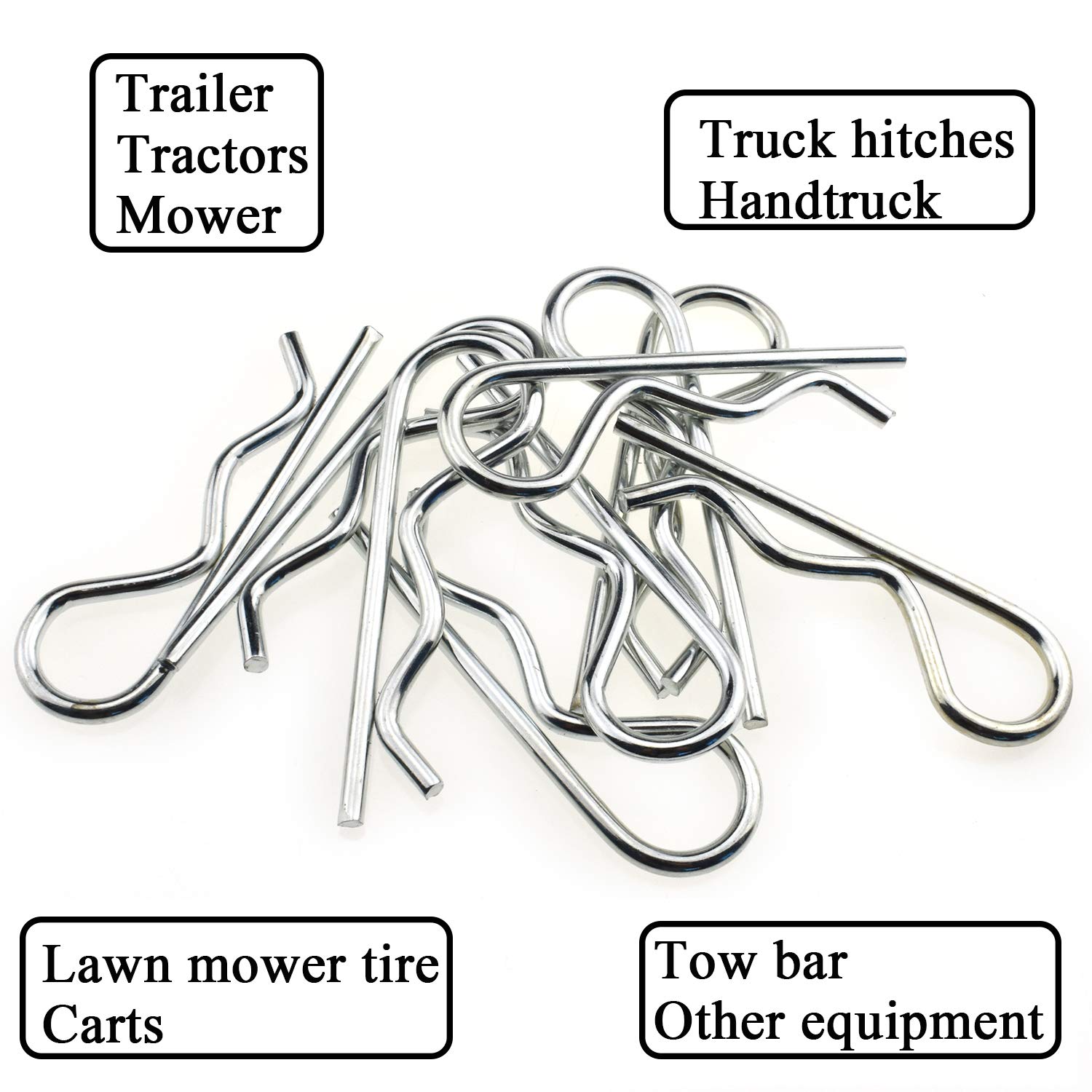 Hao Pro Hitch Pins Clips Cotter Pins Spring Clip Hair Pins 9 Pack for Trailer Hitch Pins Strong Spring Tension Thicker Sturdy for Tow Bar Tractors Mower Carts Truck 3.5mm Wire Diameter 75mm Length