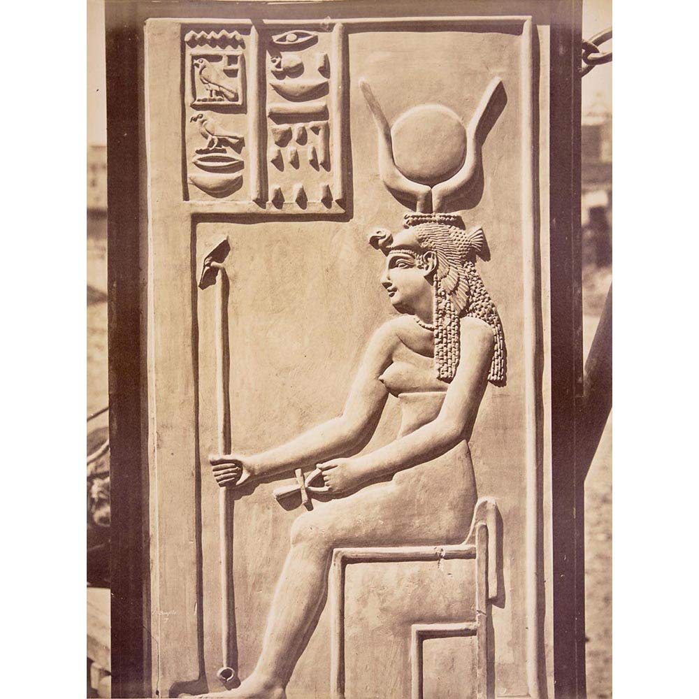 Wee Blue Coo Vintage Photography Isis Egyptian Goddess Sculpture Heiroglyphs Egypt Art Print Poster Wall Decor 12X16 Inch