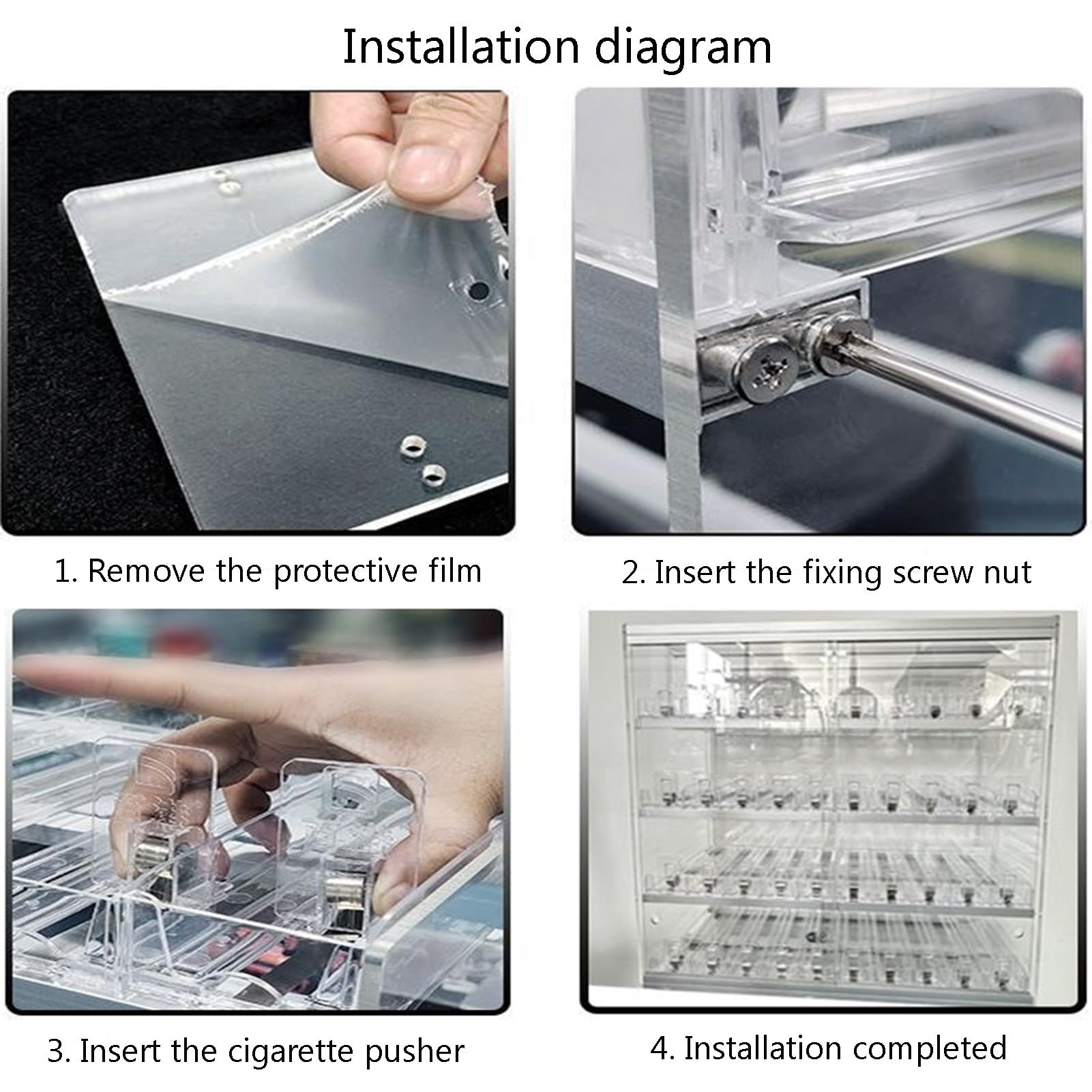 Espositore per sigarette da parete - Supporto in acrilico trasparente con spingitori automatici e blocco di sicurezza per la massima praticità nei punti vendita - Perfetto per negozi e punti vendita