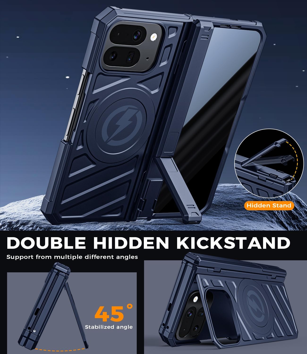 Magnetic For Pixel 10-Pro-Fold Case: Durable Phone Case for Business With Privacy Screen Protector [Compatible With Magsafe][Hinge Protection] Invisible Dual Stand For Google 10 Pro Fold 5G 2025