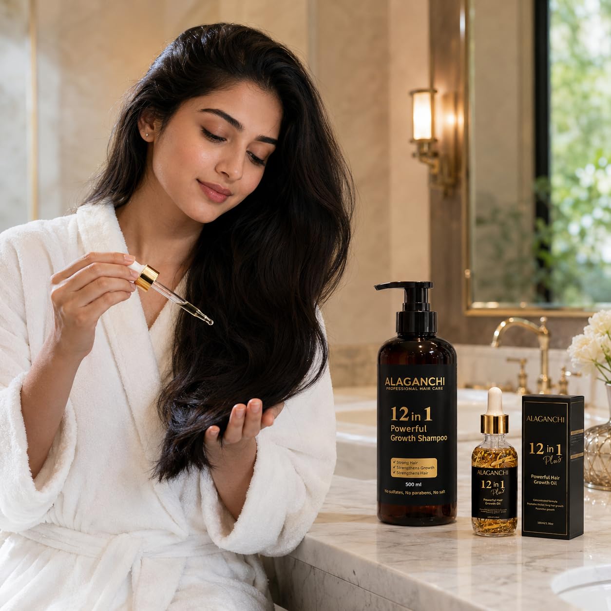 12-in-1 Hair Care Bundle, Shampoo 500 ml + Hair Oil 100 ml, Rosemary, Amla, Argan, Castor Oil & Biotin, Sulfate-Free and Paraben-Free Hair Care Set for All Hair Types image 4