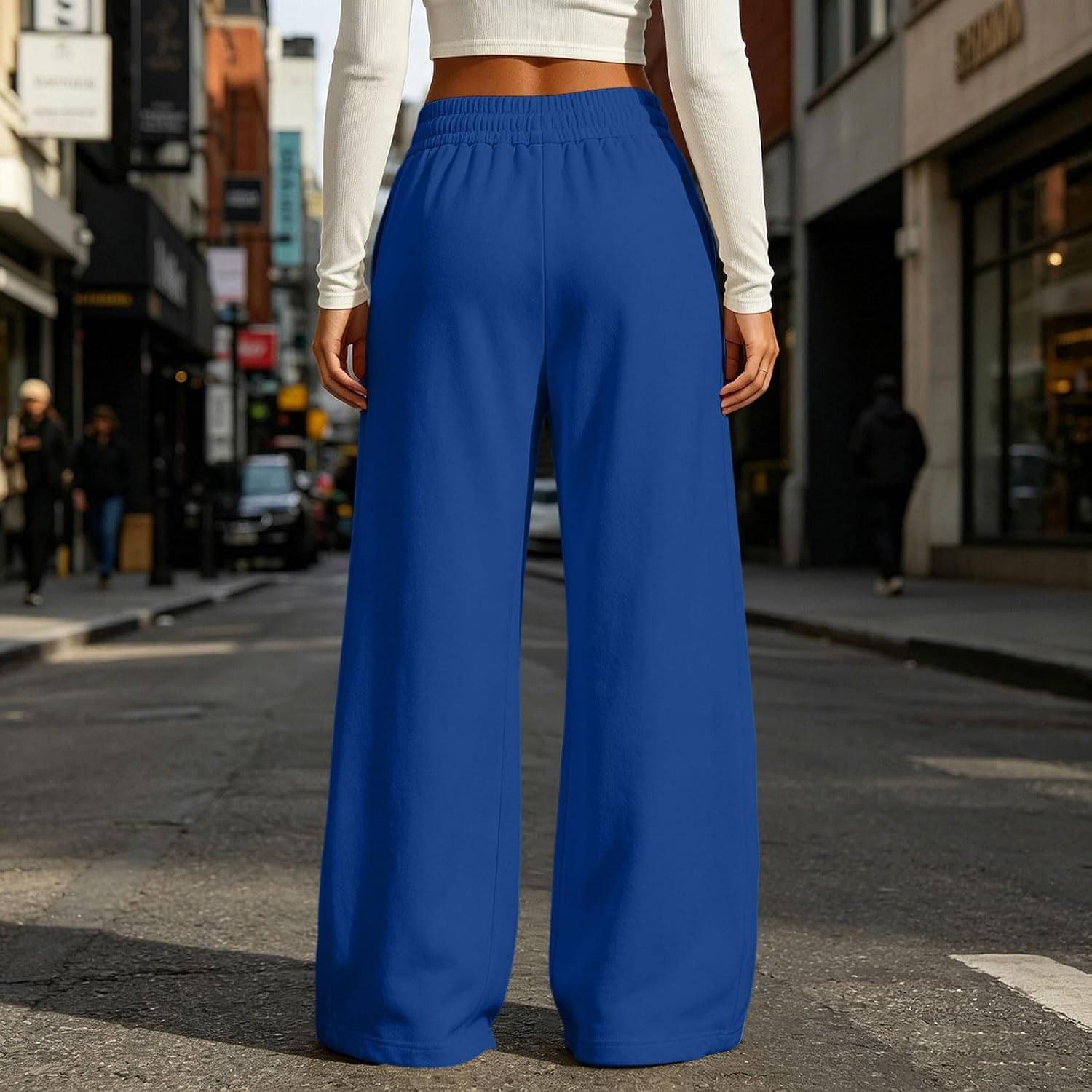 Wide Leg Sweatpants for Women High Waisted Baggy Fall Winter Sweat Pants Drawstring Casual Comfy Pants with Pockets