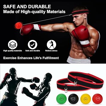 Dermasy® Boxing Training Ball with Headband Perfect for Reaction, Punching Speed, Fight Skill, Fitness, Boxing Equipment for Man Women and Kids