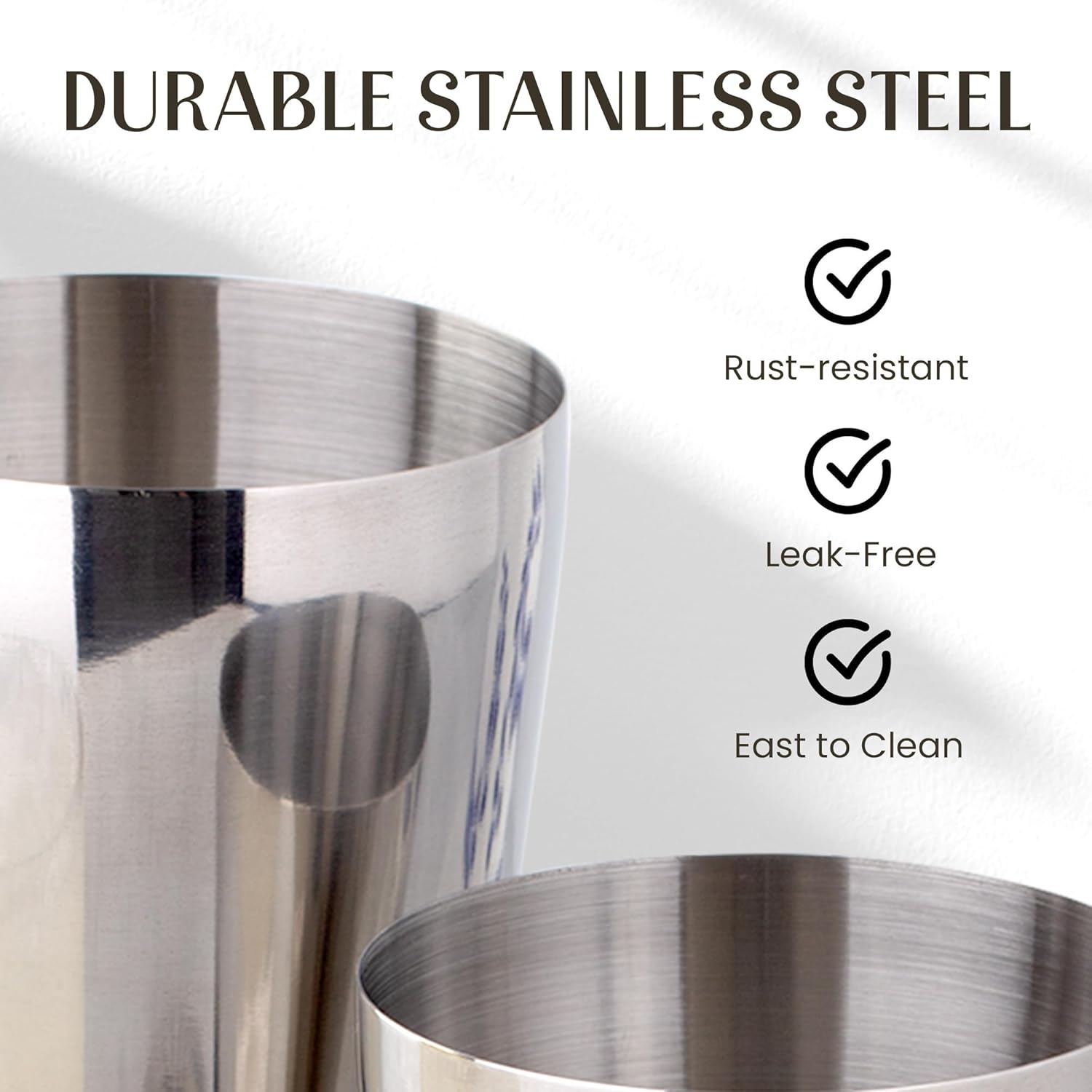 Mixology & Craft Boston Shaker Set with Weighted Martini Mixers, Strainer, Japanese Jigger, Leak-Proof Silver Finish, Exclusive Recipe Cards – Ideal Bar Tools Gift for Home Or Professional Use