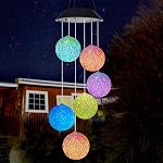 Solar Powered Wind Chimes for Outside, Garden, Color Changing LED Wind Chimes, Waterproof Lights, Gift for Eid, Ramadhan, Christmas, Hanging décor, Gift for Mom (Color Changing Ball)