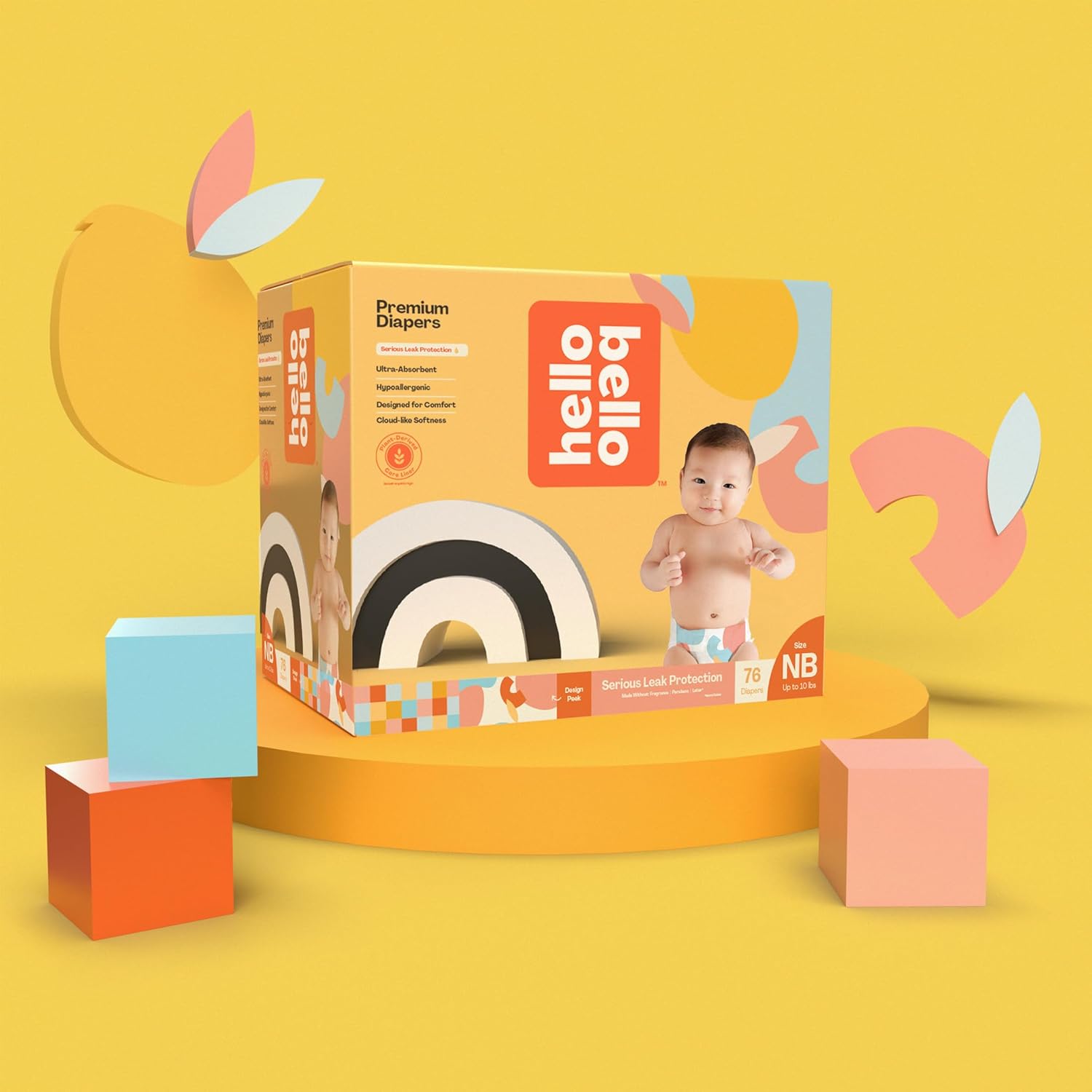 Hello Bello Premium Newborn Diapers, Honeysuckle Designs, 76ct Club Box, Hypoallergenic and Extra Absorbent - Image 2