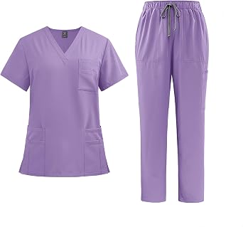 Aylashine Unisex Scrubs Medical Uniform, V-Neck with multiple pockets, for doctors, nurses, beauty salons