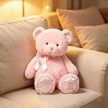 28 cm Pink Teddy Bear, Soft Plush Stuffed Animal, Cuddly Companion for Adults, for Birthdays and Holidays,Fluffy Teddy