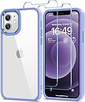 Vista 18 de HOOMIL Funda para iPhone 12/iPhone 12 Pro con 2 protectores de pantalla de vidrio templado, sin amarillamiento, protección contra caídas, arañazos