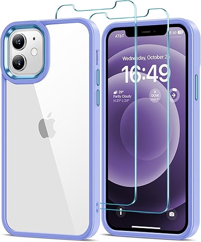 Miniatura 18 de HOOMIL Funda para iPhone 12/iPhone 12 Pro con 2 protectores de pantalla de vidrio templado, sin amarillamiento, protección contra caídas, arañazos,