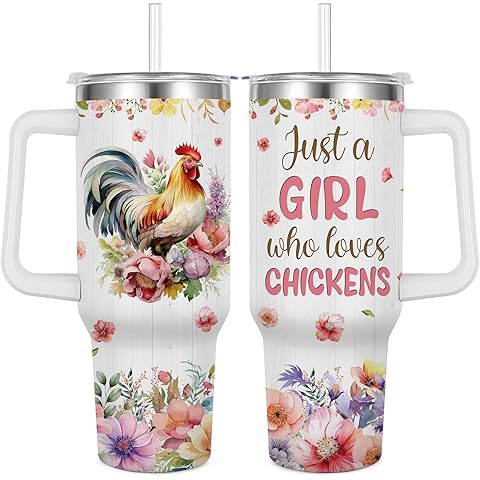 Chicken Gift for Chicken Lover,40oz Chicken Tumbler with Handle Insulated Stainless...