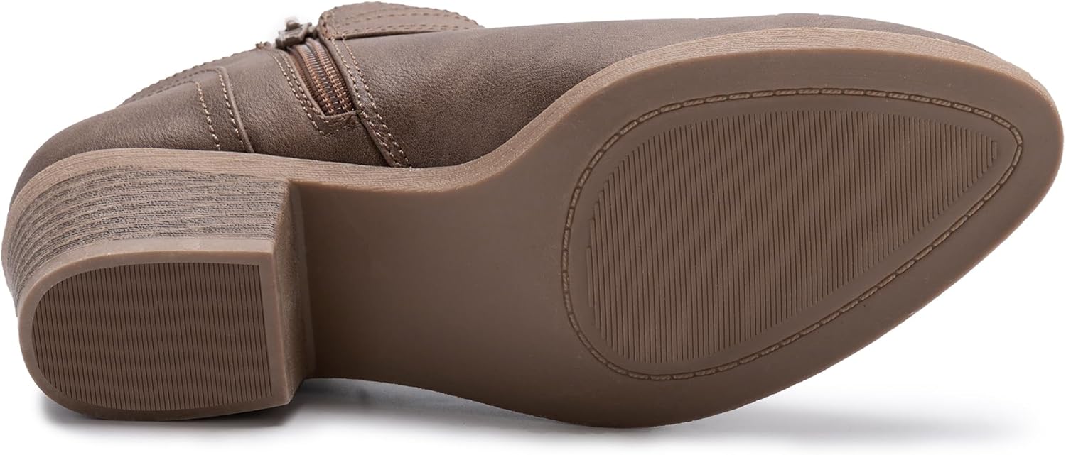 Athlefit Women's Chunky Low Heel Ankle Boots Classic Pointed Toe Side Zipper Booties - Image 5