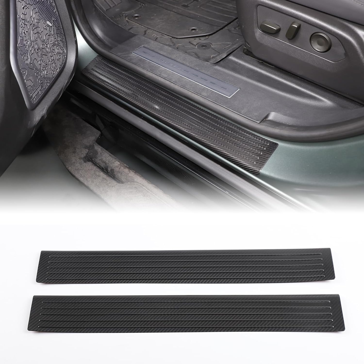 Yinanlutos Car Door Sill Protector Compatible with Hummer EV SUV/Pickup 2024 2025 2026 Real Hard Carbon Fiber Exterior Door Entry Guard Accessories Decorate Protective Accessories 2PCS
