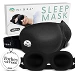 Nidra Contoured Sleep Mask for Side Sleepers - Zero Pressure Fit, Light Blocking Eye Shade for Sleeping & Travel - Black, Small Size