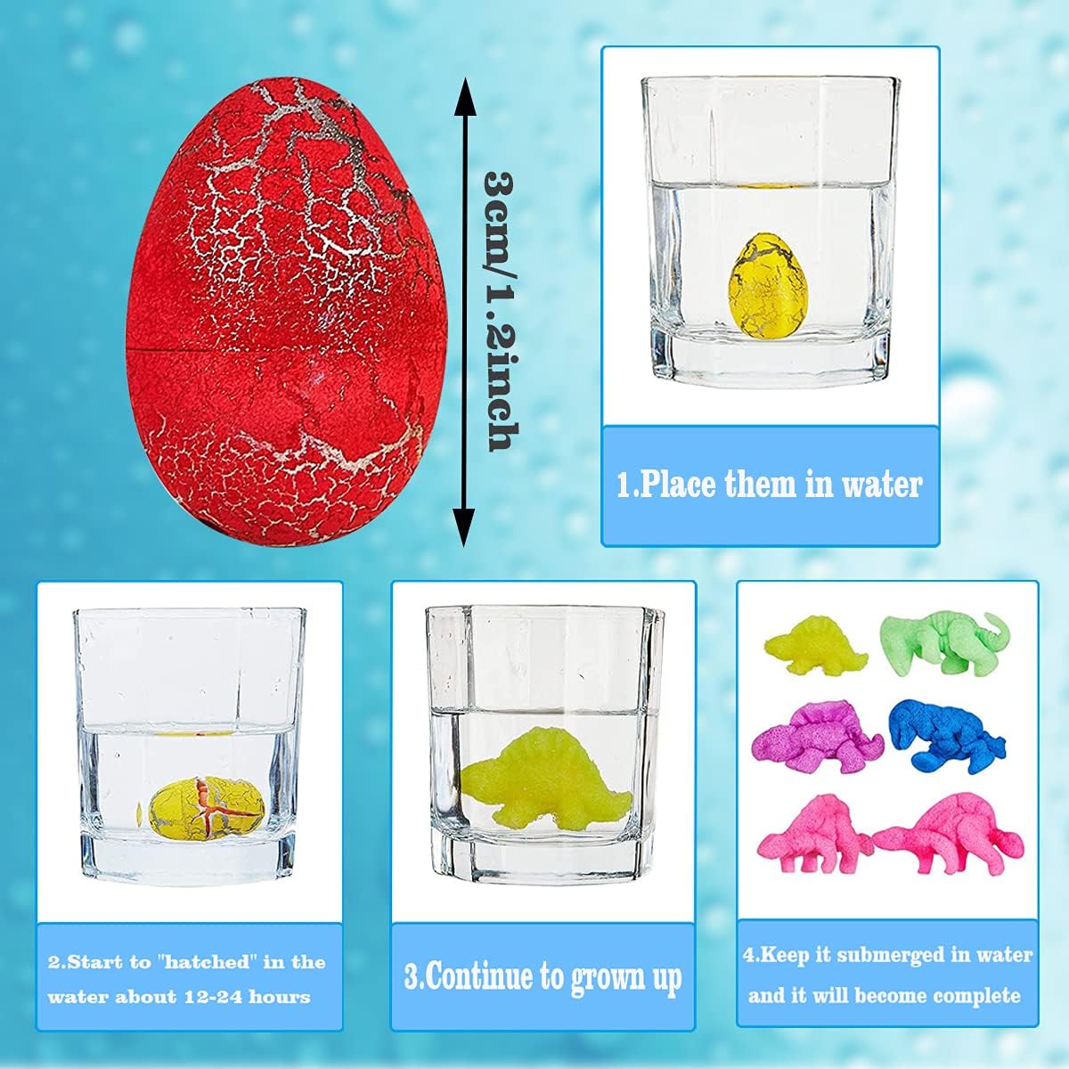 Sensory Fidget Toys Set, 50 Pack Push Pop Bubble Fidget Toy Squeeze Sensory Toy Silicone Stress Reliever Toy Autism Special Needs Small Dinosaur Egg Toys for Kids Adults Gifts