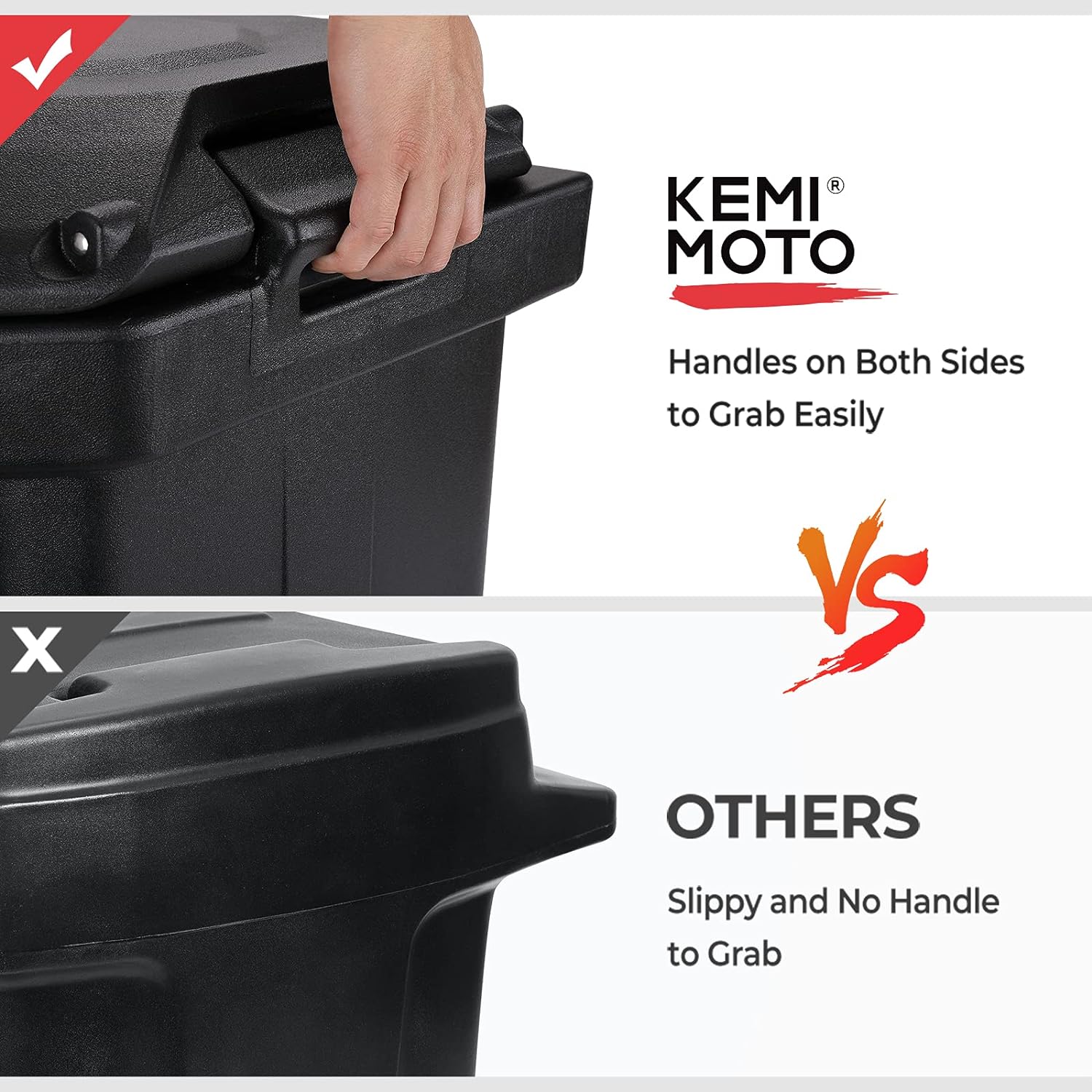 KEMIMOTO UTV Bed Storage Box 45.3L/11.9GAL Large Capacity Compatible with Polaris Ranger 1000, 900, 570, 700, XP 1000, XP 900 (Right and left bed boxes)