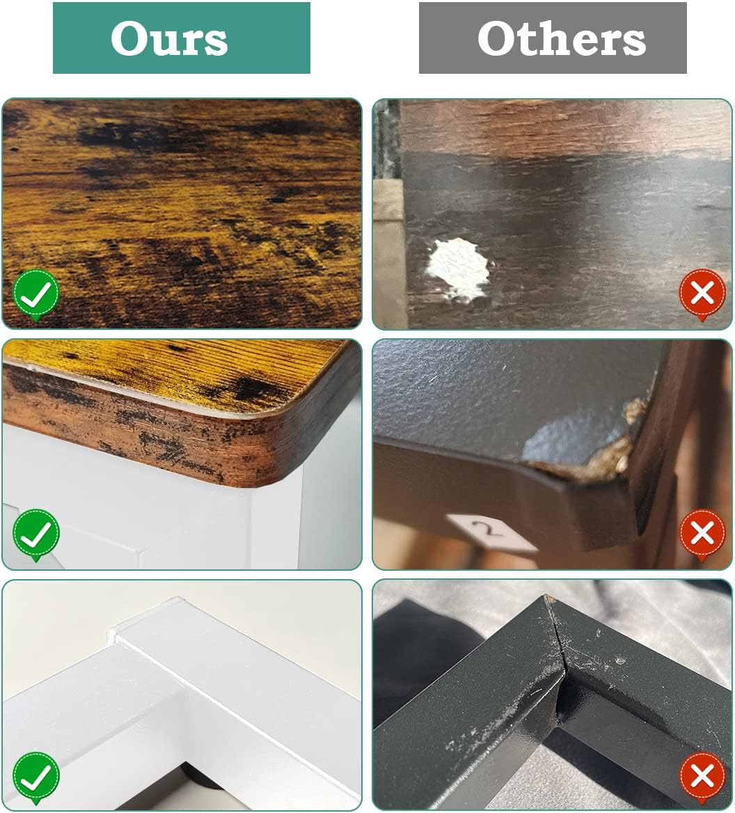 Artigarden C Shaped End Table, Side Tables Couch TV Tray Table, Small Snack Table Sofa Table with Metal Frame for Living Room, Bedroom, Bedside for Small Spaces, Rustic Brown White